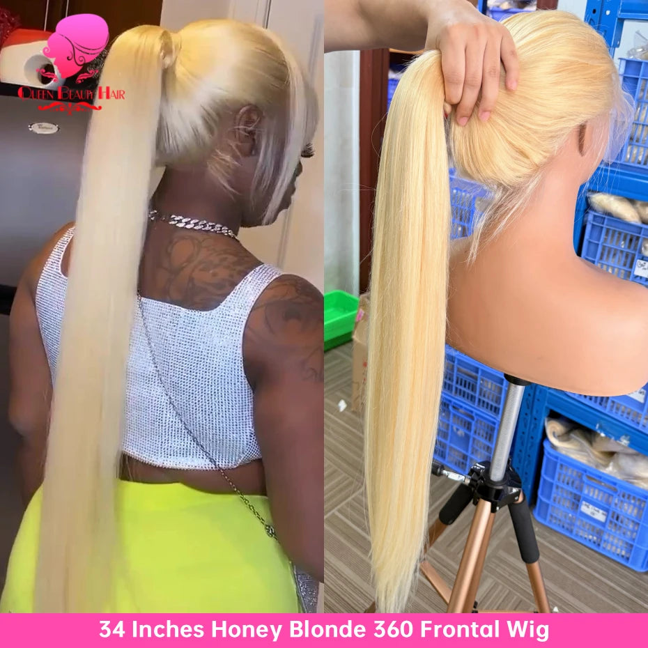 38 Inches 360 Lace Frontal Blonde 613 Wig