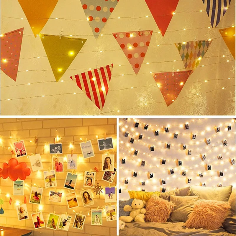 Warm White LED Photo Clip Fairy String Lights (Battery Operated)