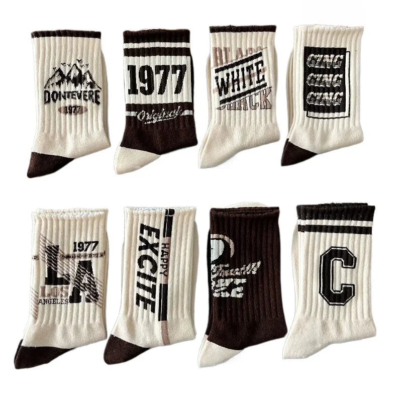 1/3/5/8 Pairs Retro American Men's Mid-rise Socks