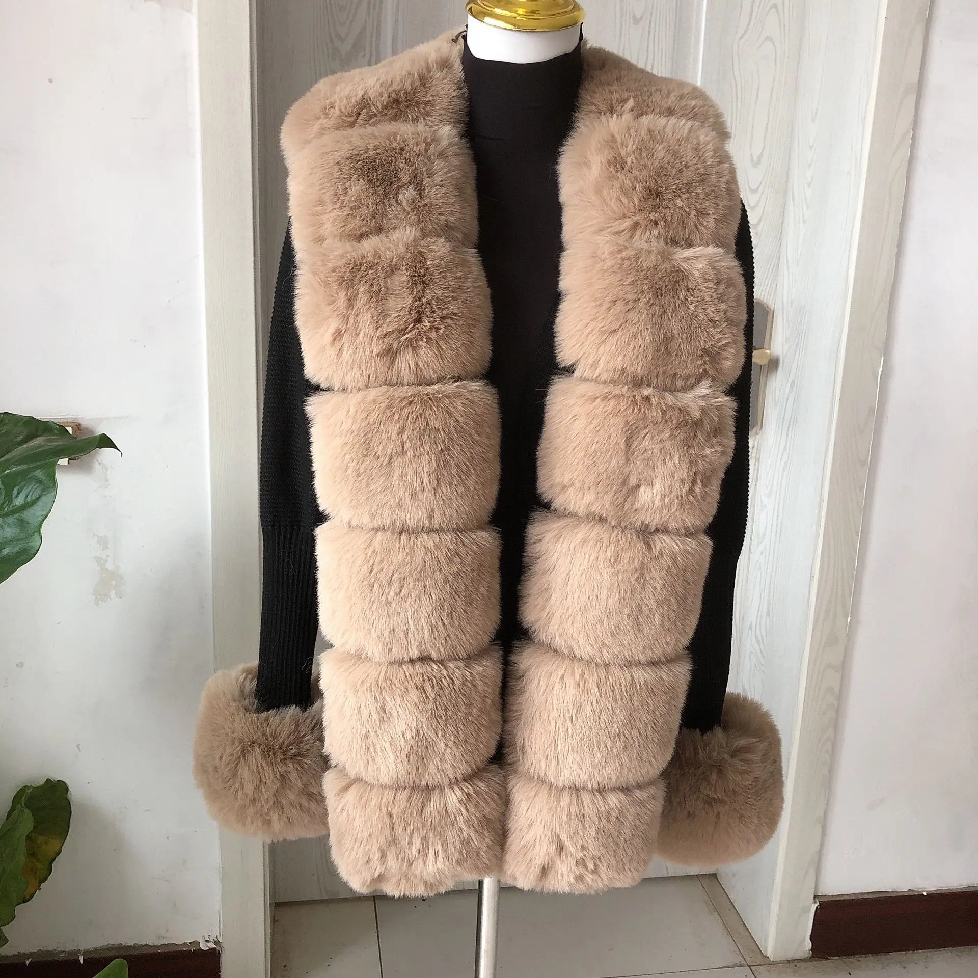 Women Faux Fur Knit Sweater
