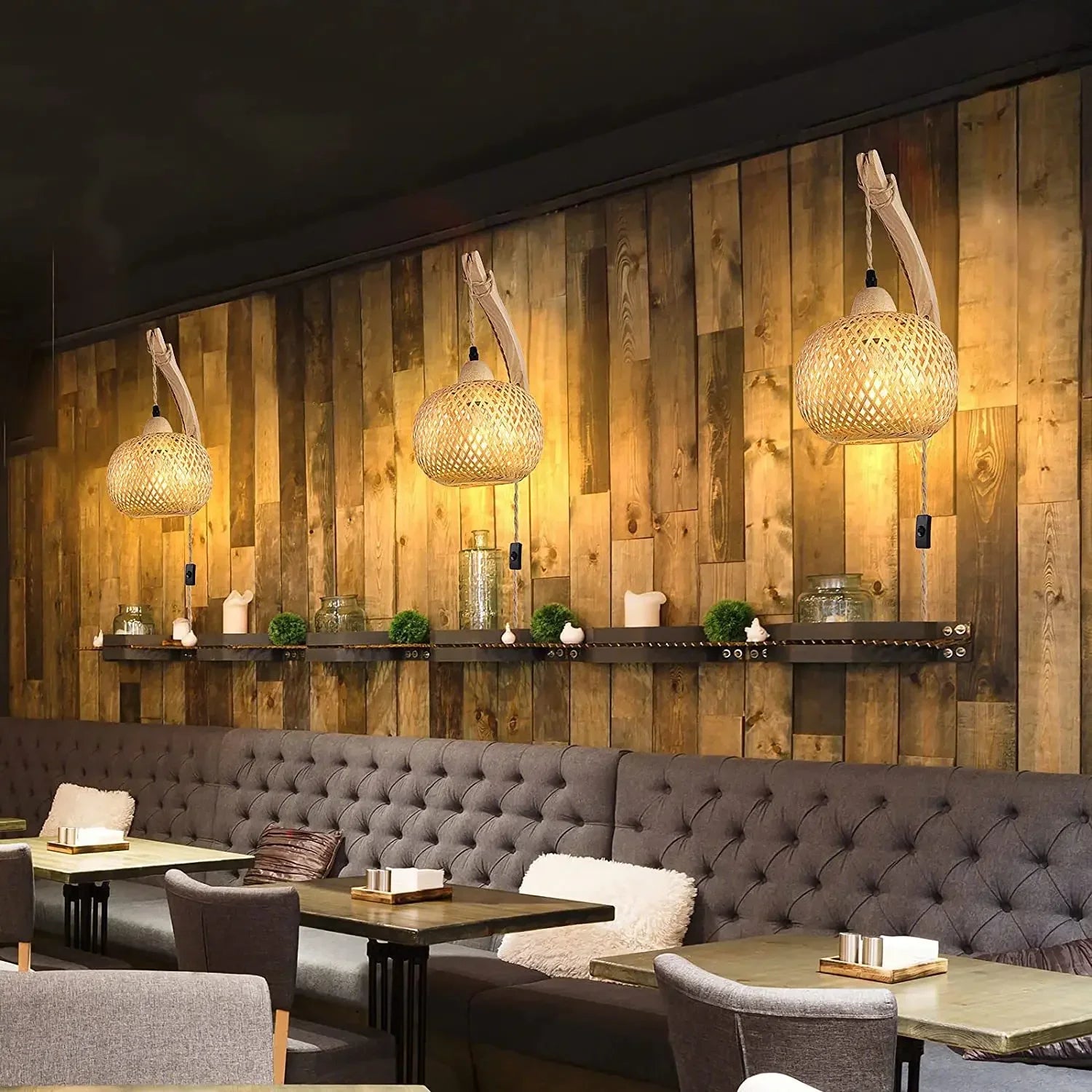 New Bamboo Lantern Wall Lamp