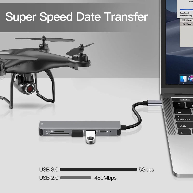 USB C Hub to 4K HDMI-Compatible USB 3.0 2.0 Type C PD Charging Dock
