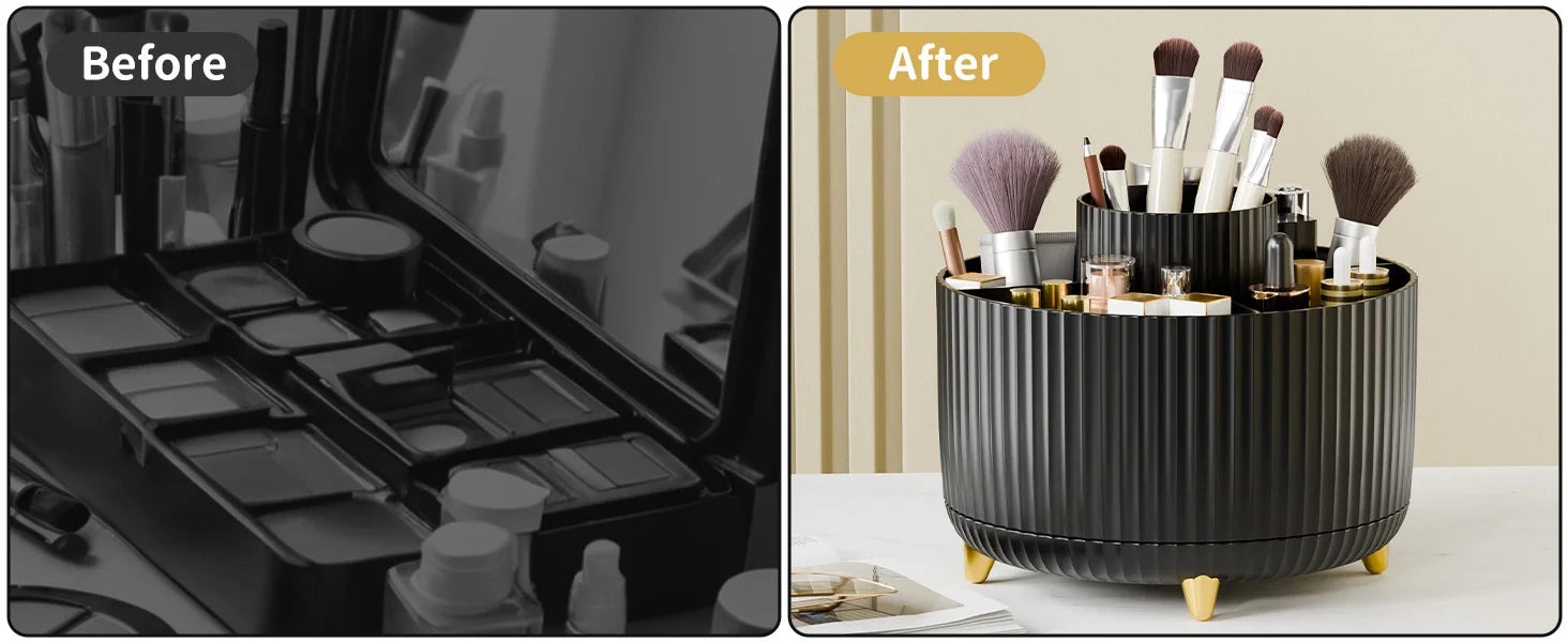 360° Rotating 5-Slot Makeup Brush & Vanity Organizer