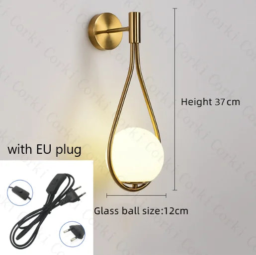 Nordic Creative Luxury Glass Ball LED Wall lamp