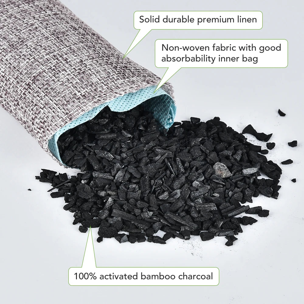 10-Pack Natural Bamboo Activated Charcoal Air Purifying & Odor Absorber Bags