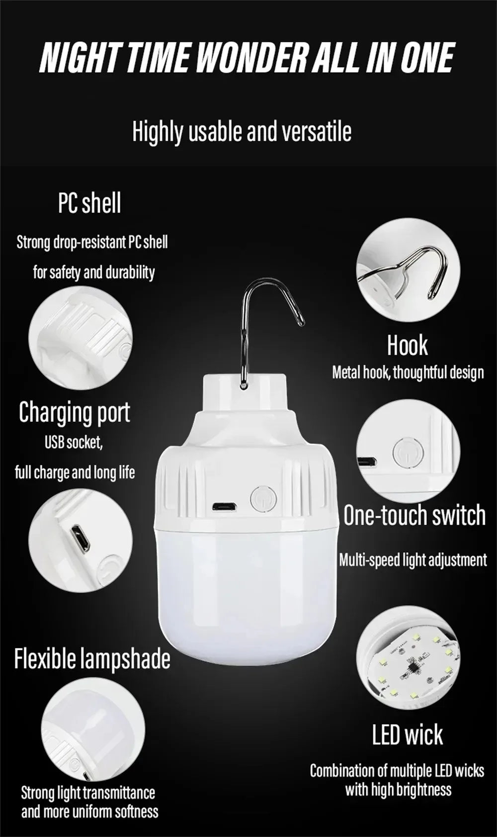 USB Rechargeable LED Lamp Bulbs