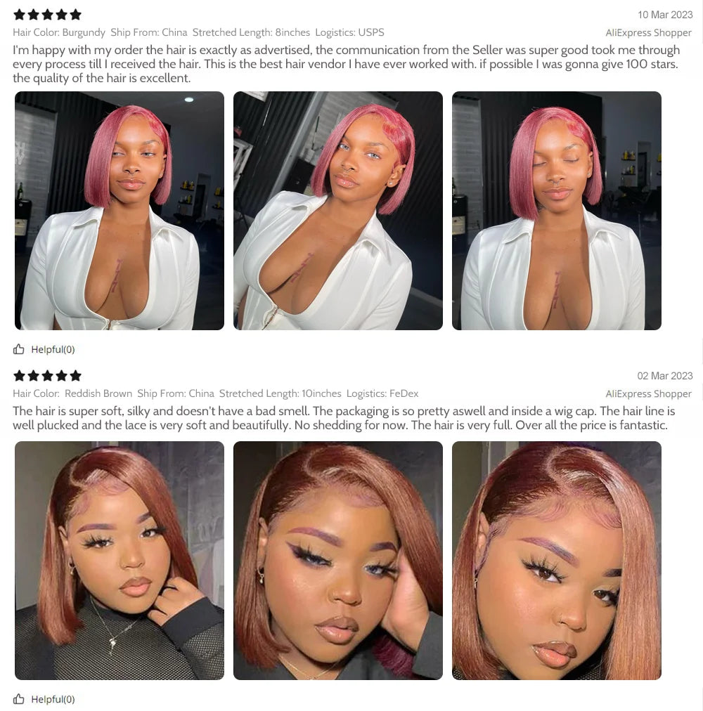 13x4 Lace Front Human Hair Short Bob Wig