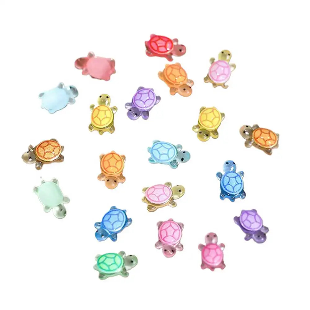 100Pcs Mini Resin Turtles Night Glow Turtle Figurines Realistic Tiny Turtles Acrylic Small Animals Figures for Micro Landscaping
