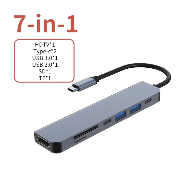 USB C Hub to 4K HDMI-Compatible USB 3.0 2.0 Type C PD Charging Dock