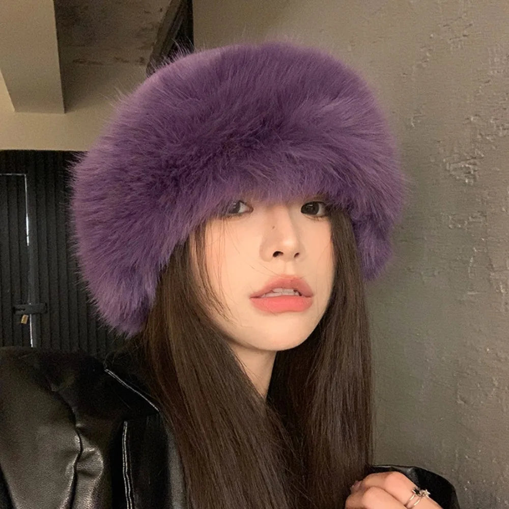 Women's Winter Fluffy Fur Bucket Hat
