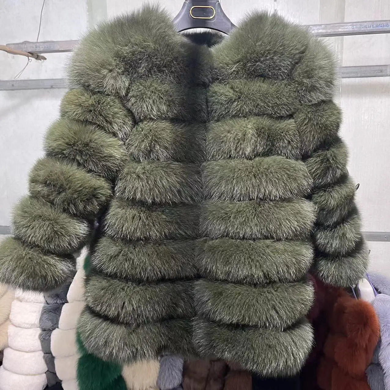 Women Fashion Real Natural Fox Fur Long Coat