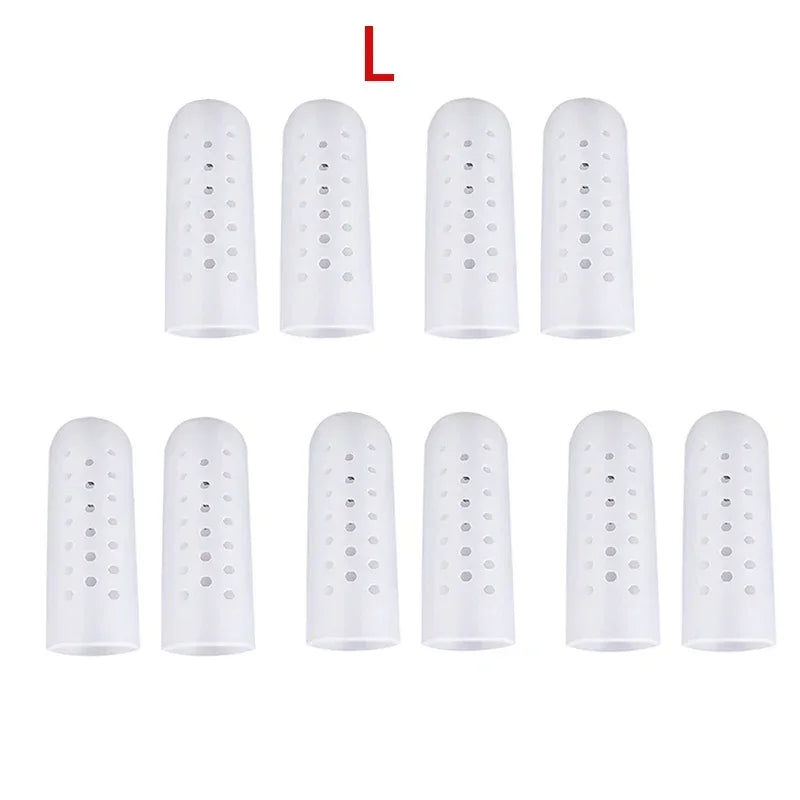 White Breathable Silicone Toe Protector Sleeves
