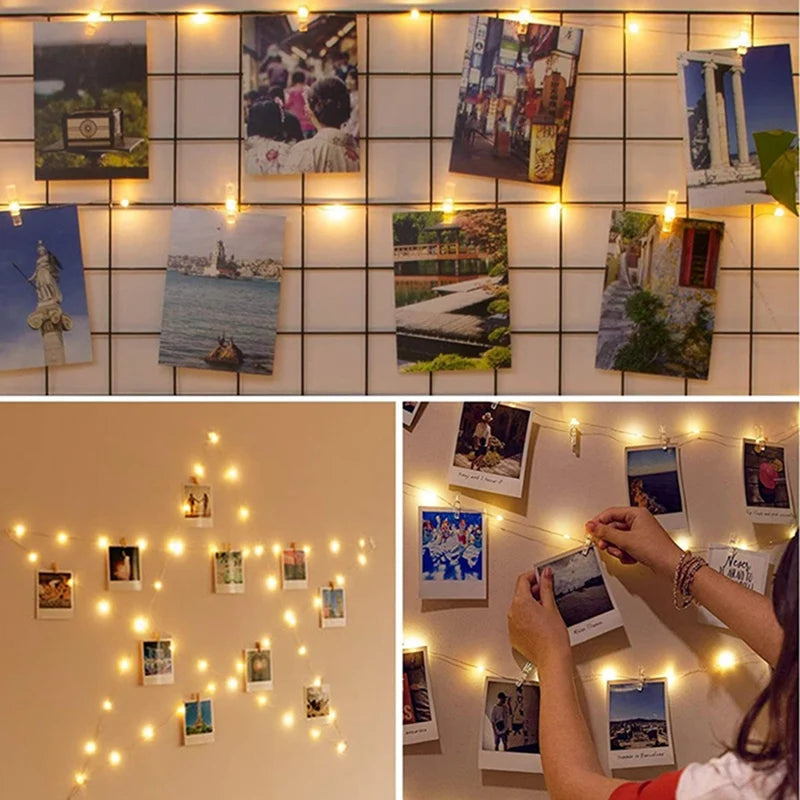 Warm White LED Photo Clip Fairy String Lights (Battery Operated)