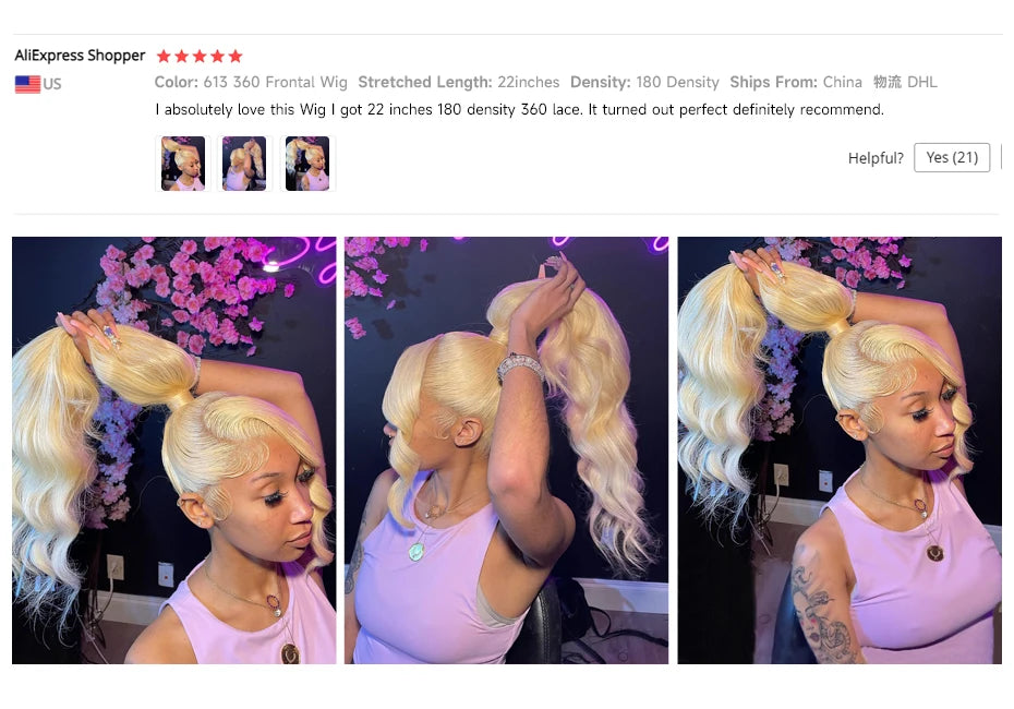 613 Honey Blonde HD Transparent Lace Wig