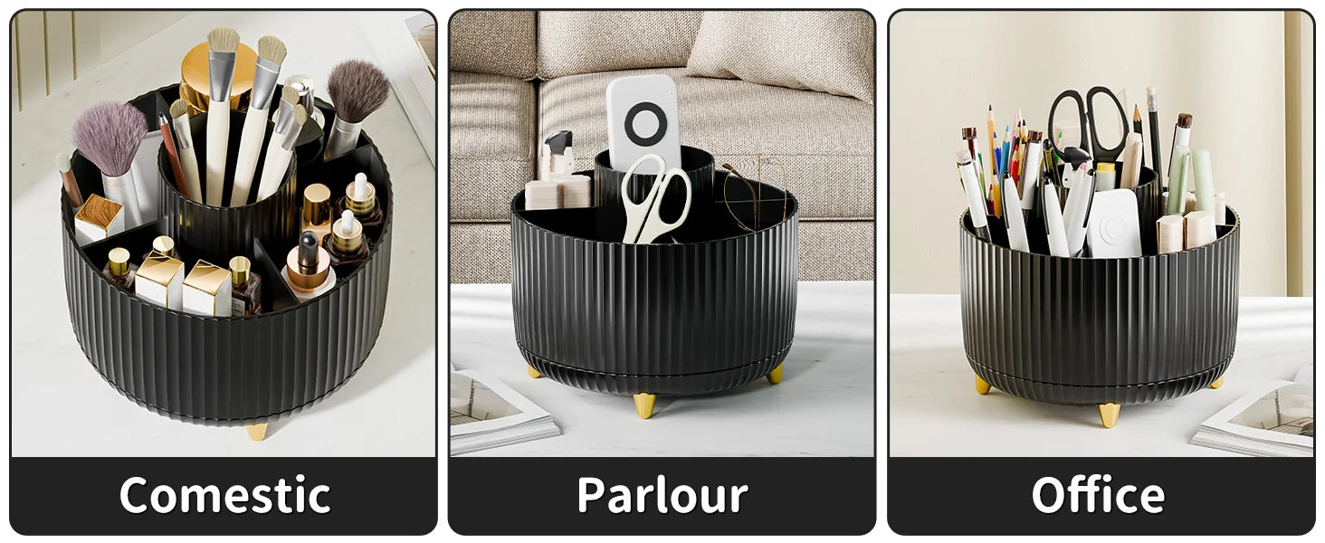 360° Rotating 5-Slot Makeup Brush & Vanity Organizer