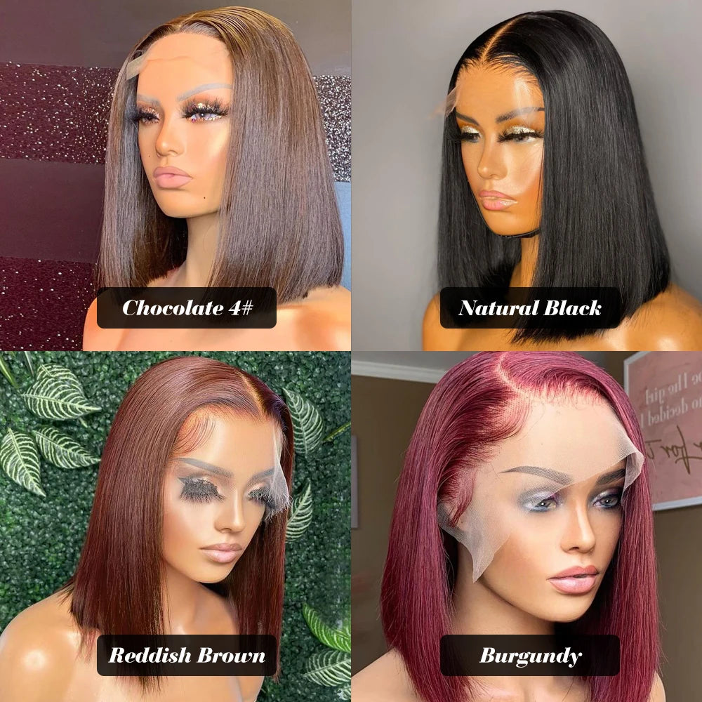 13x4 Lace Front Human Hair Short Bob Wig