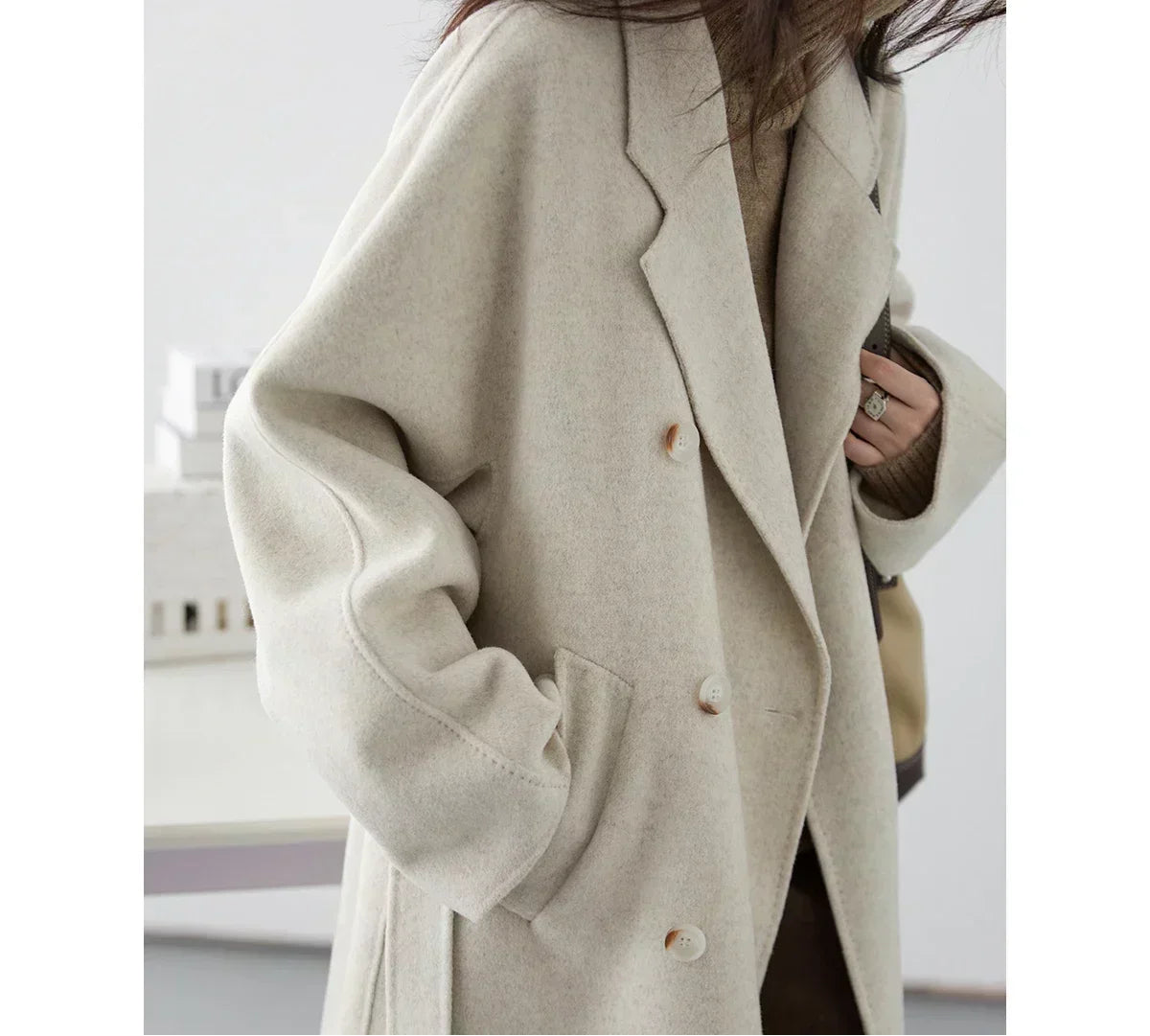 Women Long Double-sided Woolen Coats