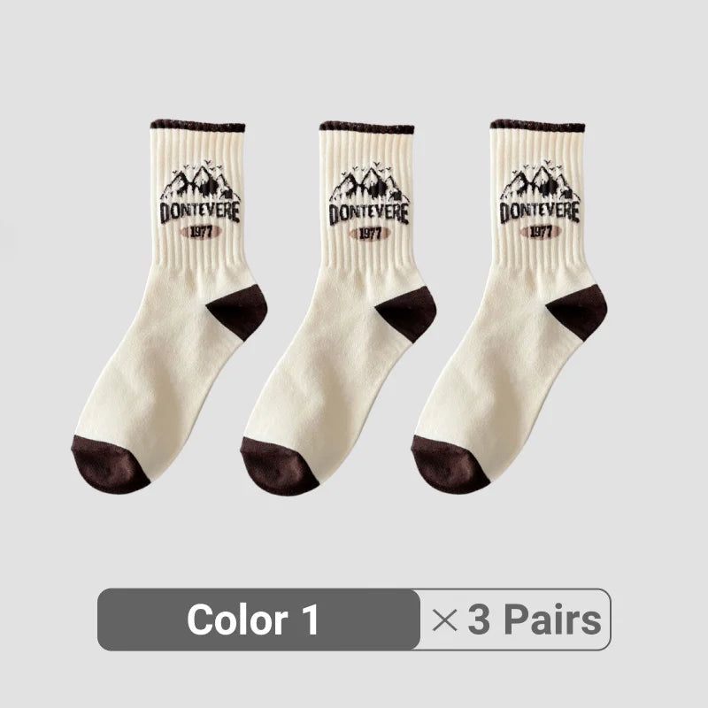 1/3/5/8 Pairs Retro American Men's Mid-rise Socks