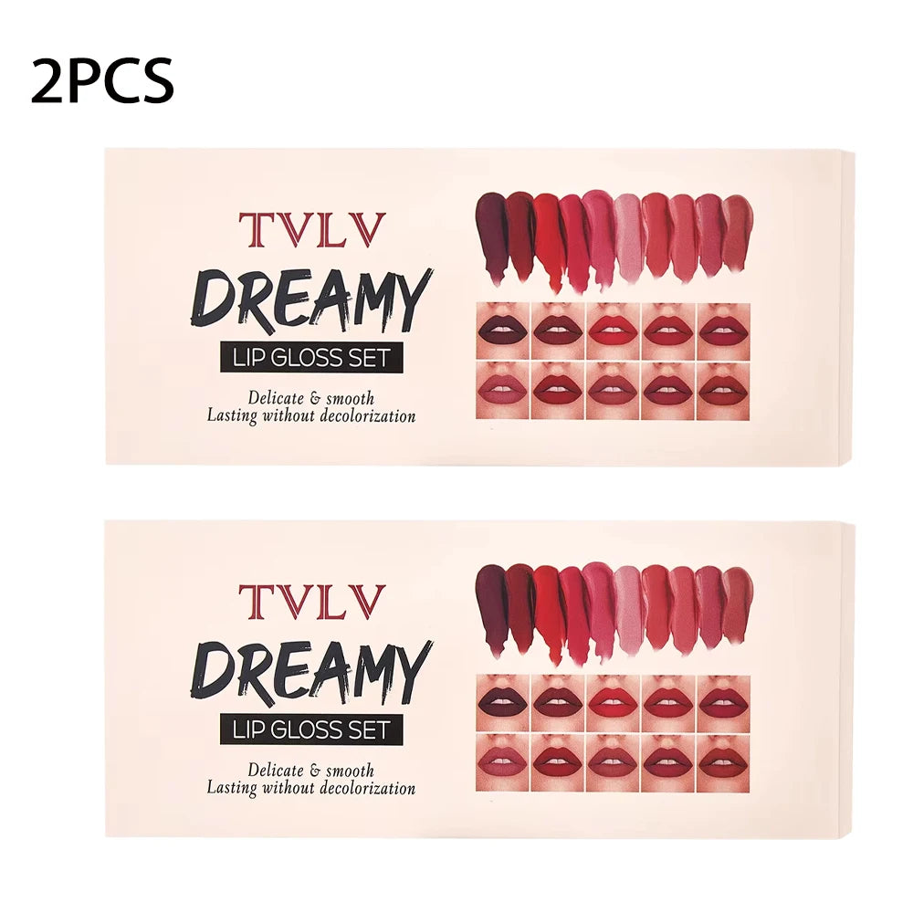 10 Pieces/Set Lip Gloss Velvet Lipstick