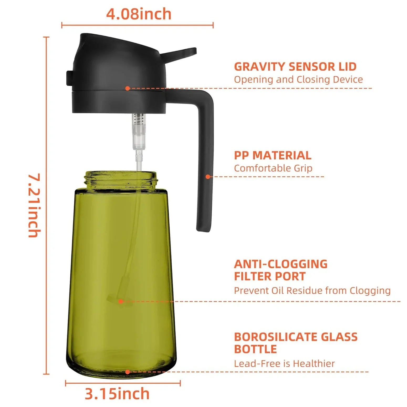 2-in-1 Light-Blocking Dark Glass Oil Sprayer & Pour Dispenser (500ml)