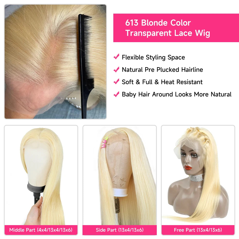 38 Inches 360 Lace Frontal Blonde 613 Wig