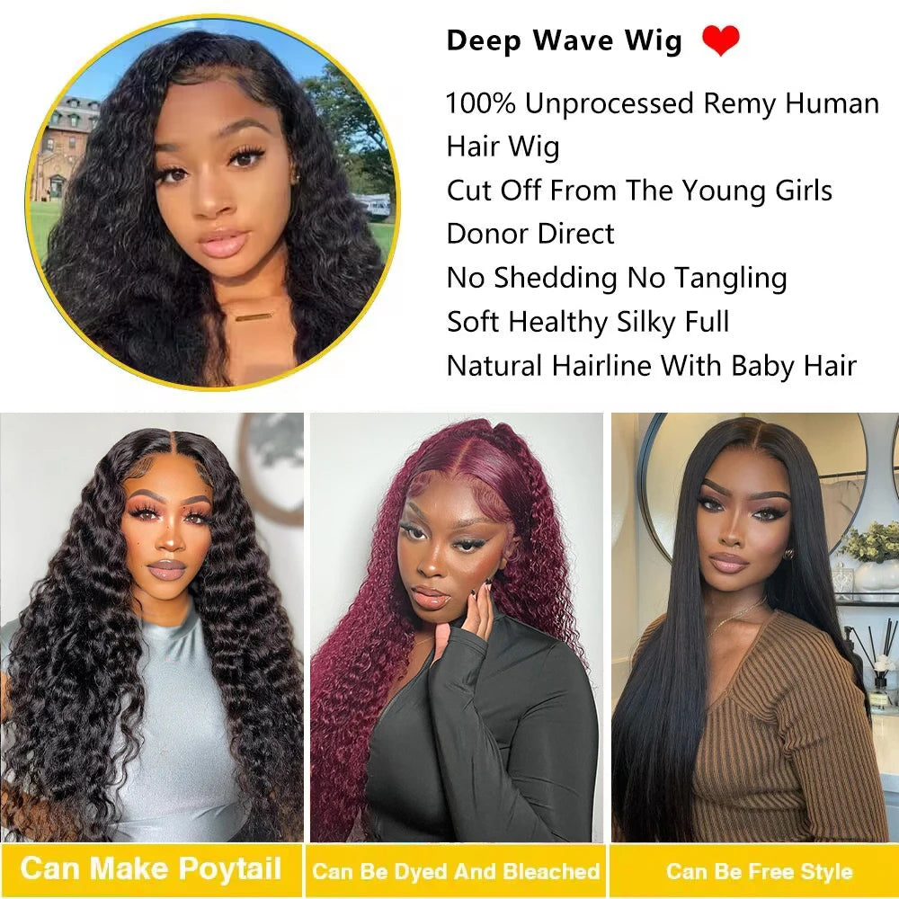 HD Transparent Deep Wave Frontal Wig