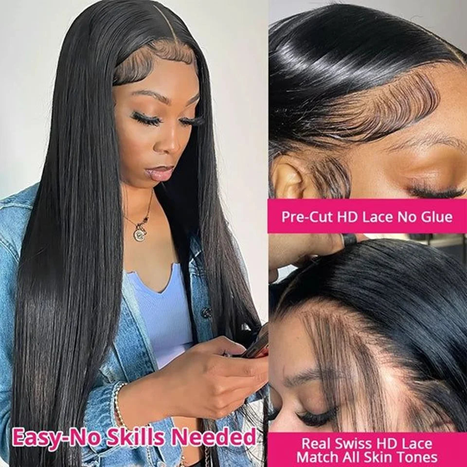 New Straight Pre Cut Glueless Wig