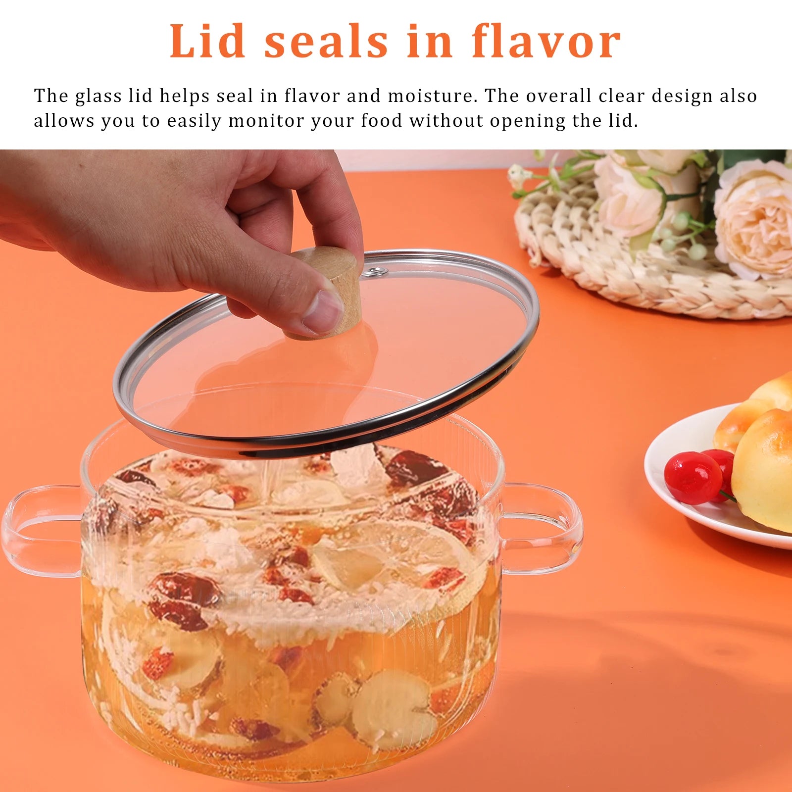 1.6L Heat Resistant Glass Soup Pot