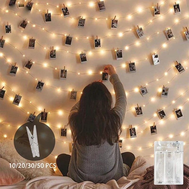 Warm White LED Photo Clip Fairy String Lights (Battery Operated)