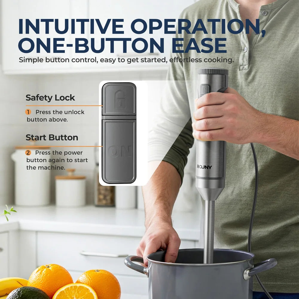 1000W Powerful Stainless Steel Stick Food Mixer