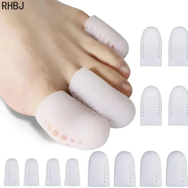 White Breathable Silicone Toe Protector Sleeves