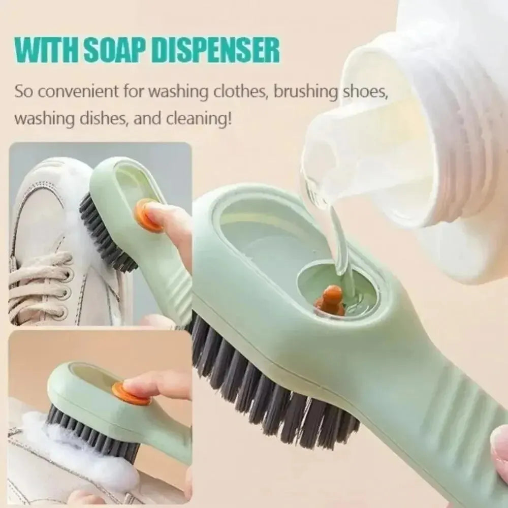 2-in-1 Soft Bristle Automatic Liquid Dispensing Cleaning Brush (Shoes & Clothes)