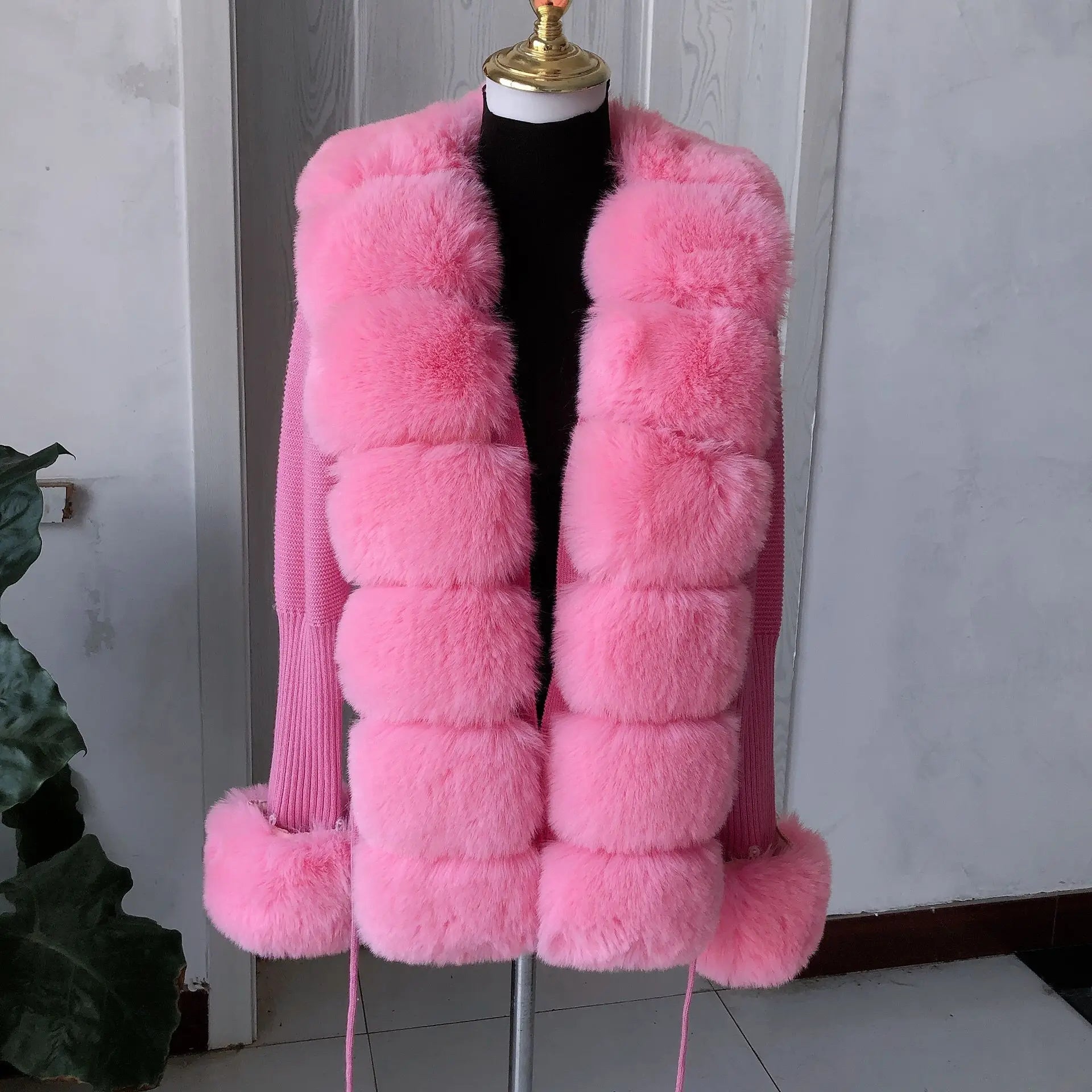Women Faux Fur Knit Sweater