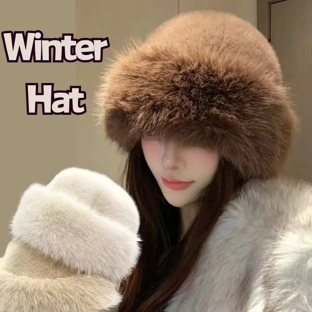 Women's Winter Fluffy Fur Bucket Hat
