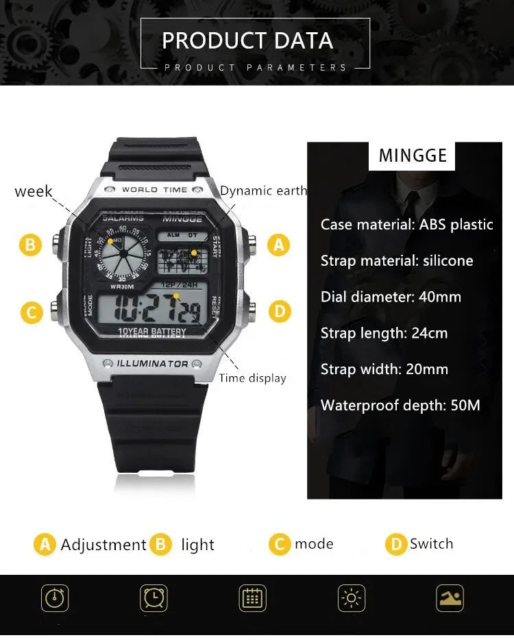 Military Digital Sports Watch