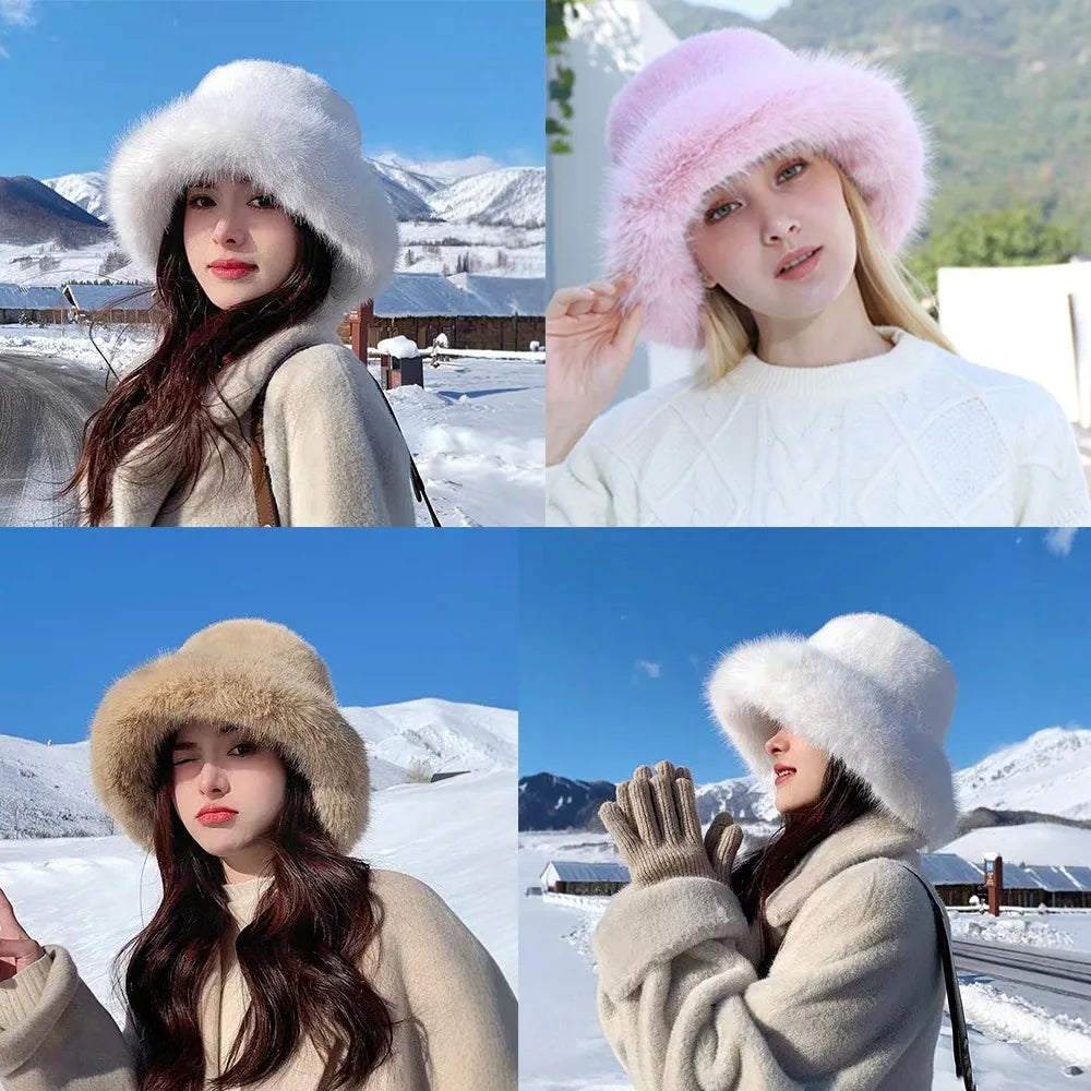 Women's Winter Fluffy Fur Bucket Hat