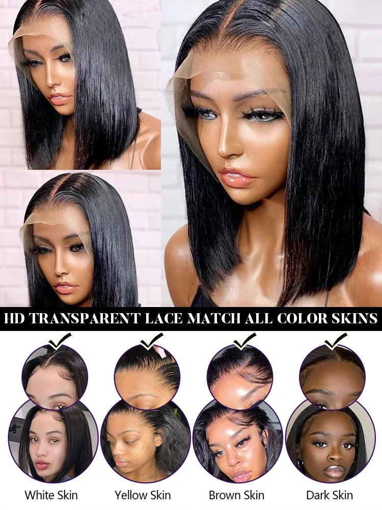 13x4 Lace Front Human Hair Short Bob Wig