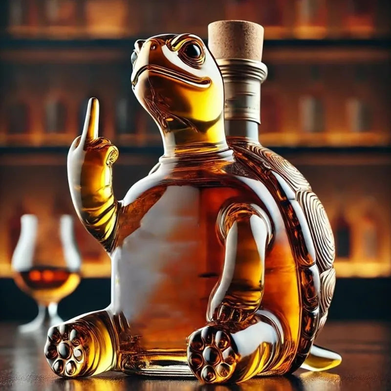 10Oz Glass Whiskey Wine Bottle Statue Decoration