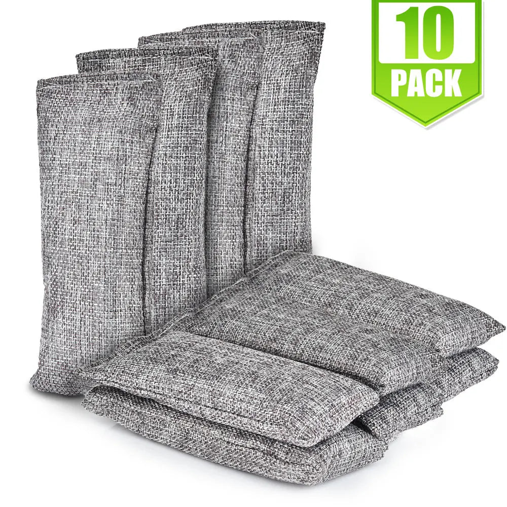 10-Pack Natural Bamboo Activated Charcoal Air Purifying & Odor Absorber Bags