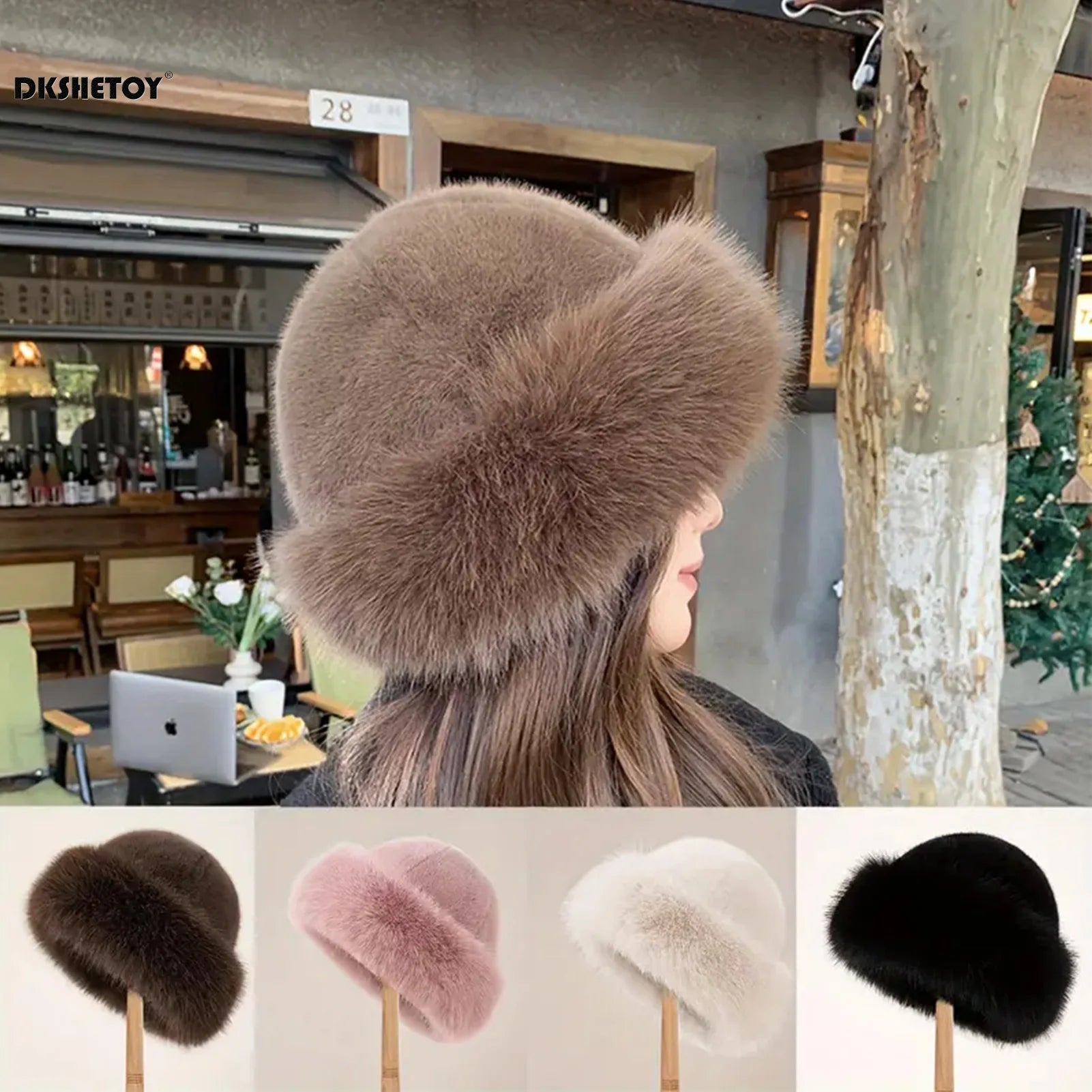 Women Fluffy Beanie winter Warm Thick Hat