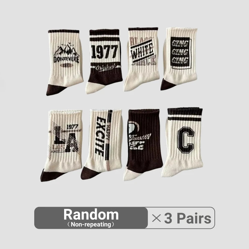 1/3/5/8 Pairs Retro American Men's Mid-rise Socks