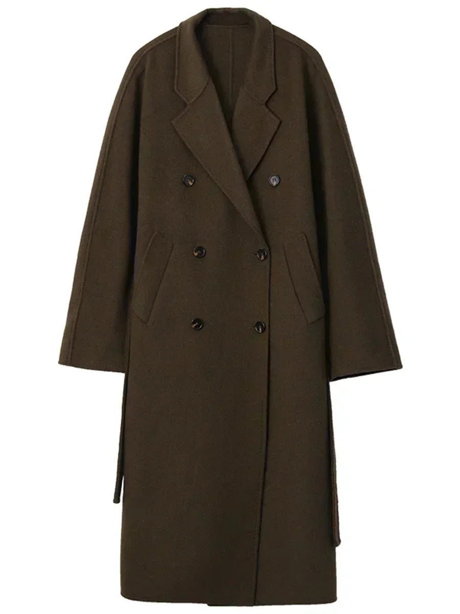 Women Long Double-sided Woolen Coats