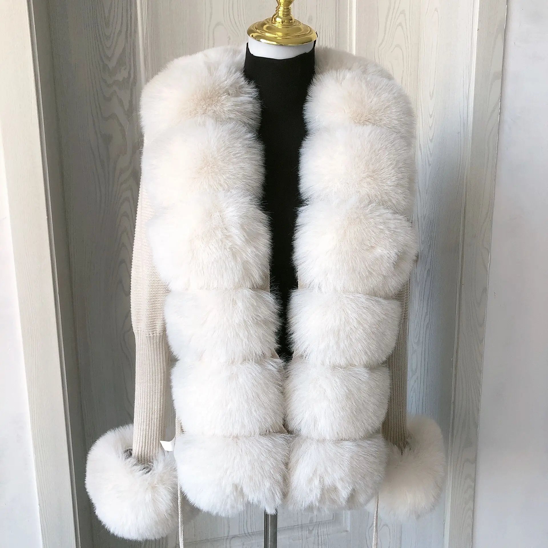Women Faux Fur Knit Sweater