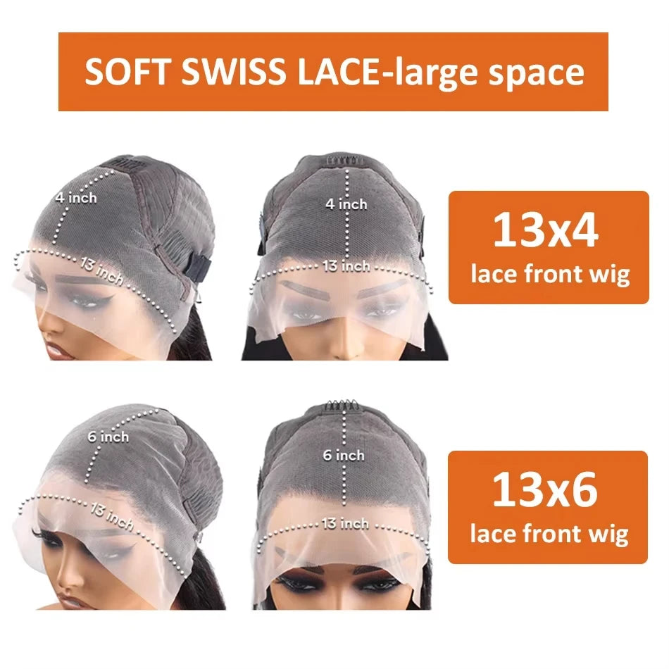 36 Inch Ginger Orange Body Wave Lace Wig