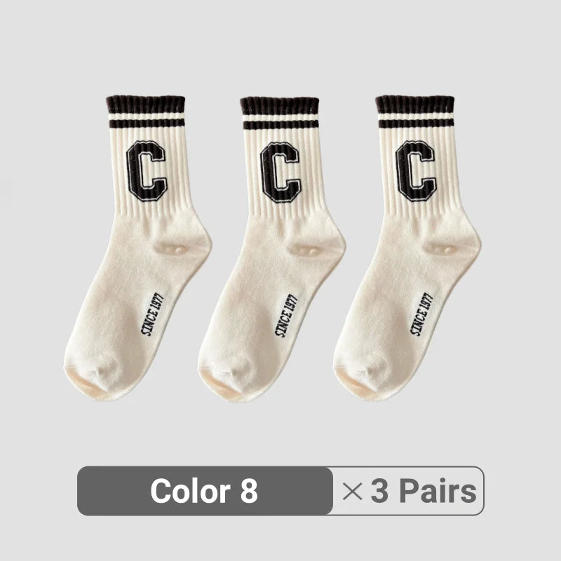 1/3/5/8 Pairs Retro American Men's Mid-rise Socks