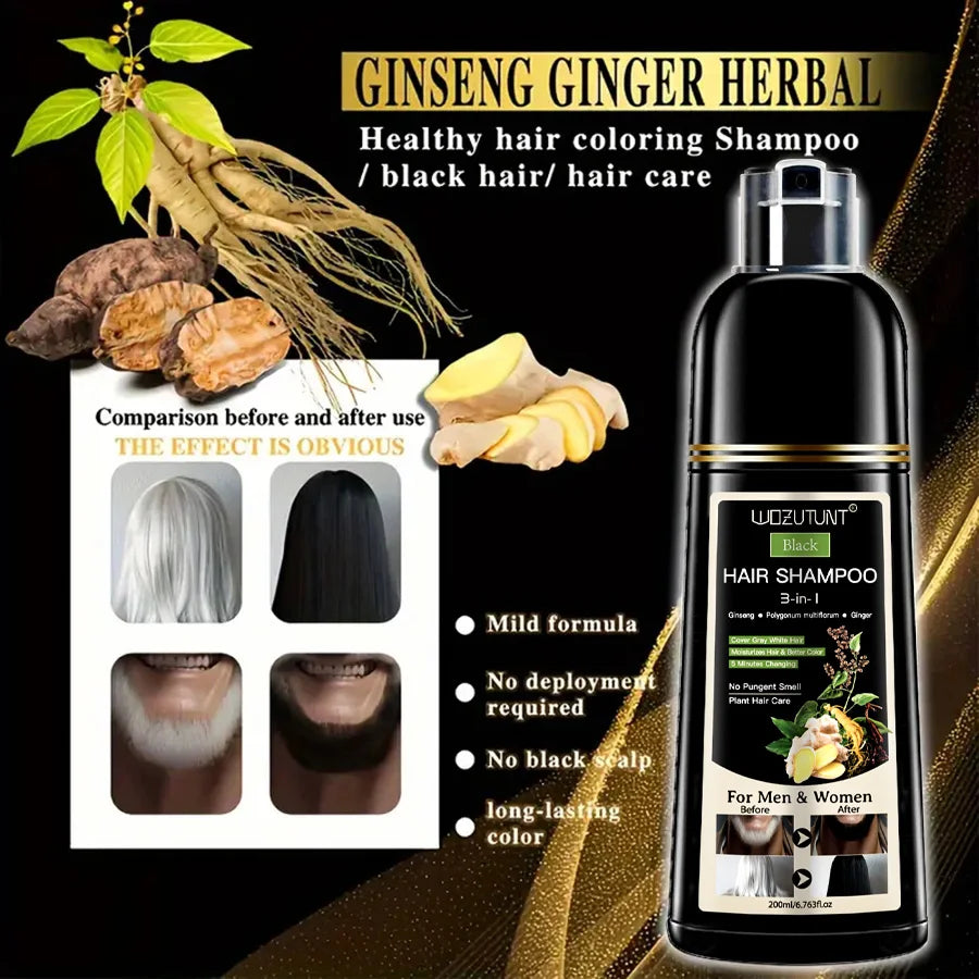 200ml 3-in-1 Natural Herbal Hair Dye Shampoo