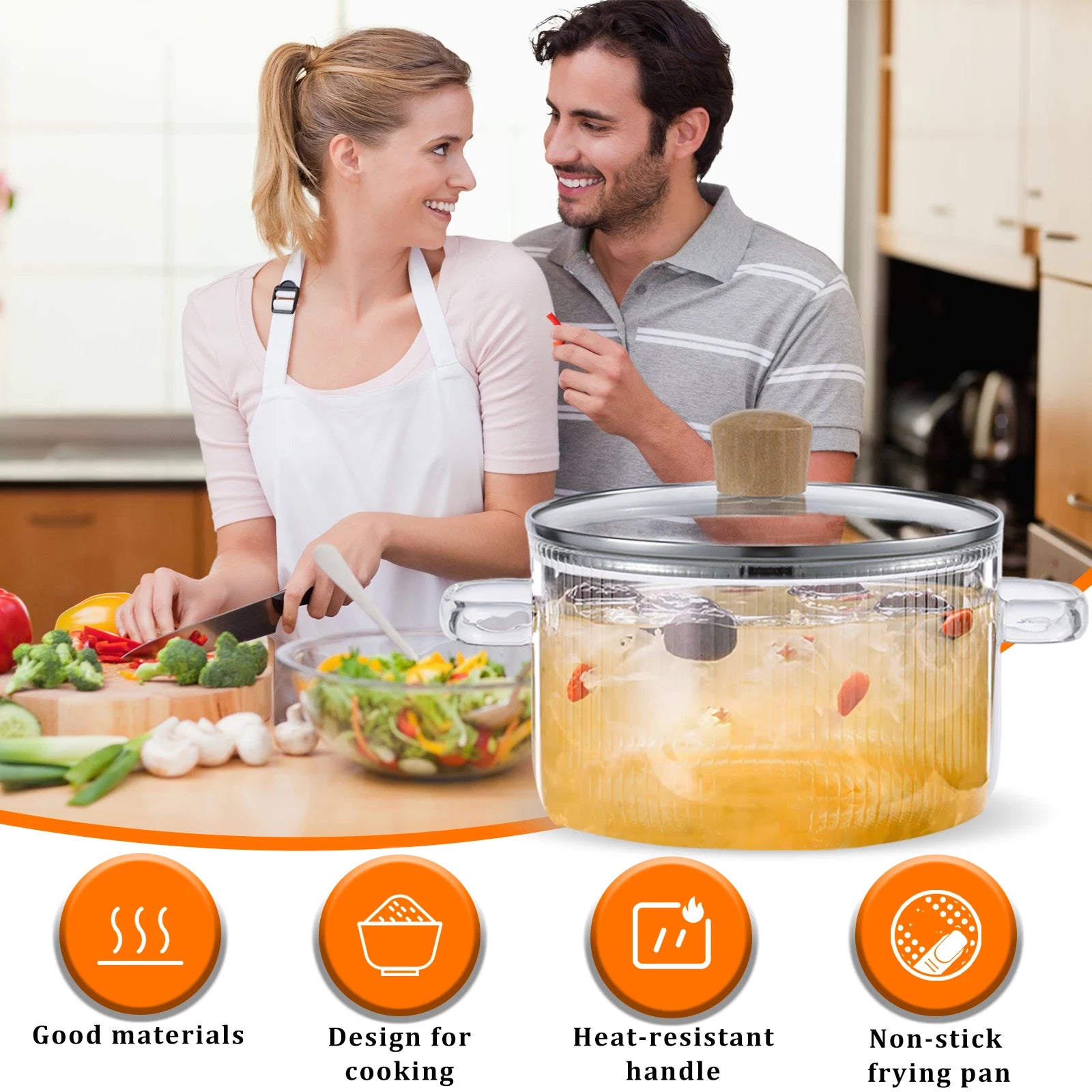 1.6L Heat Resistant Glass Soup Pot