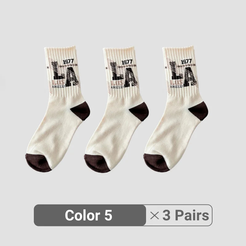 1/3/5/8 Pairs Retro American Men's Mid-rise Socks