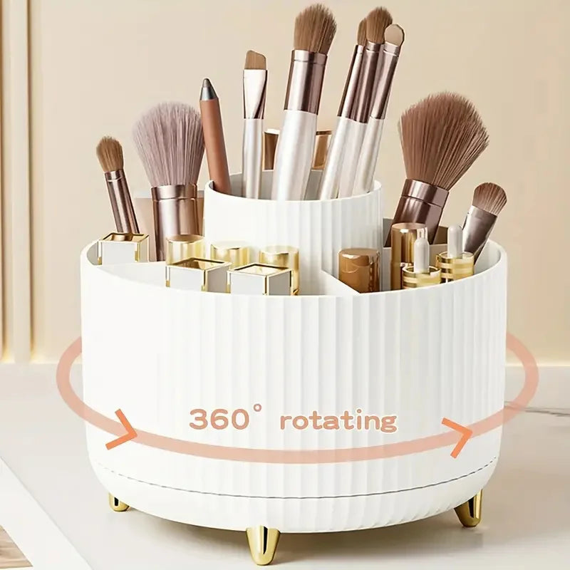 360° Rotating 5-Slot Makeup Brush & Vanity Organizer