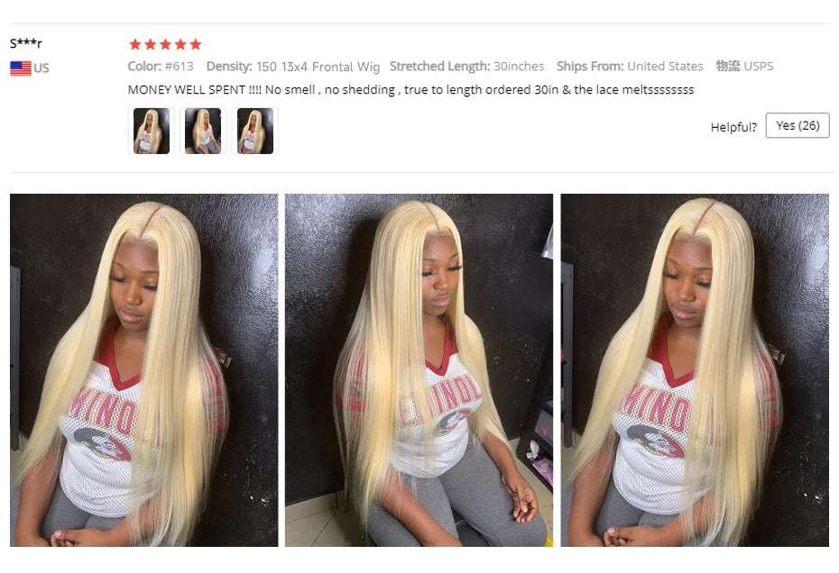 613 Honey Blonde HD Transparent Lace Wig
